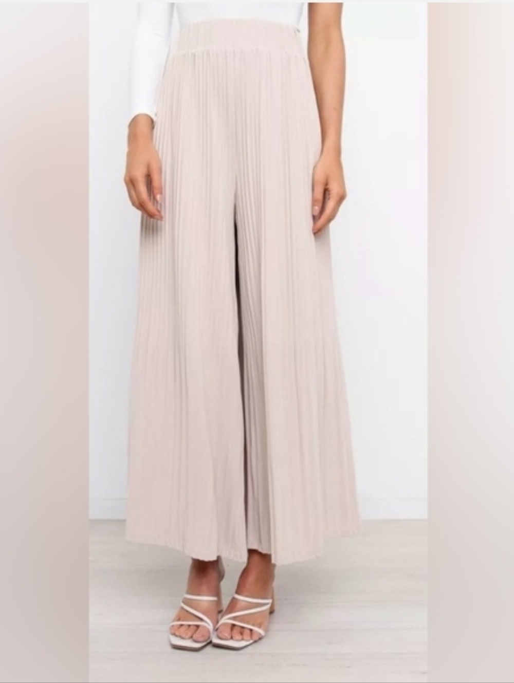 Flowy Cream Wide-Leg Pants by Petal & Pup